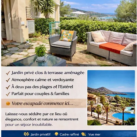 Appartement classé Premium - Le Jardin Clos Vue Mer -Parking Couvert - PISCINE Chauffée du 05-04 au 01 -11- Parc résidentiel avec espaces de Loisirs parcours de Santé, randonnées , Jeux extérieur Appartamento